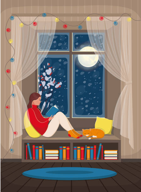 ilustrações, clipart, desenhos animados e ícones de leitura - reading library book women