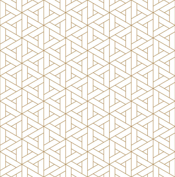 bezszwowy japoński wzór shoji kumiko w złoty. - pattern wood backgrounds repetition stock illustrations