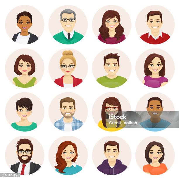 People Set Stock Illustration - Download Image Now - Avatar, Human Face, People