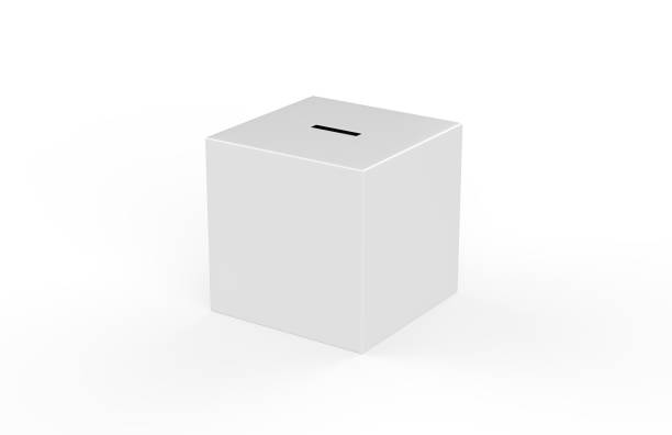 istock Collection box on isolated white background for charity, donation box mock up template, 3d illustration 1091201410
