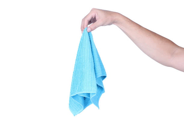 istock Hands holding cleaning rag microfiber cloth isolated on white background 1091204836