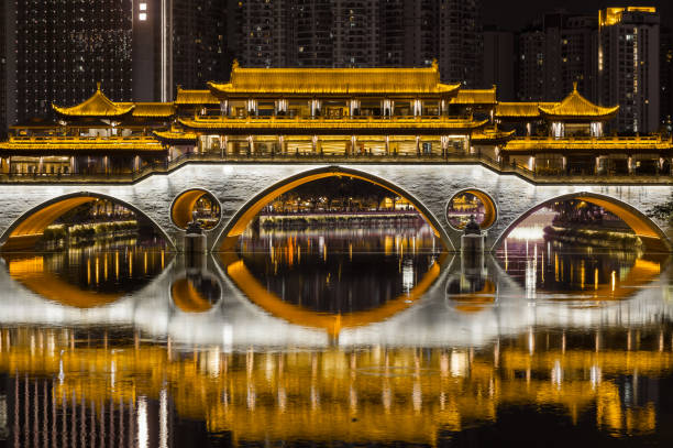 istock Chengdu Anshun bridge at night 1091209888