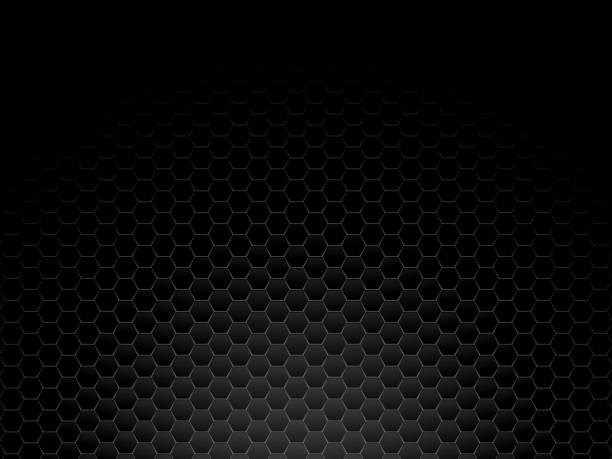 ilustraciones, imágenes clip art, dibujos animados e iconos de stock de fondo de hexágono metálico negro - fiber backgrounds textured black