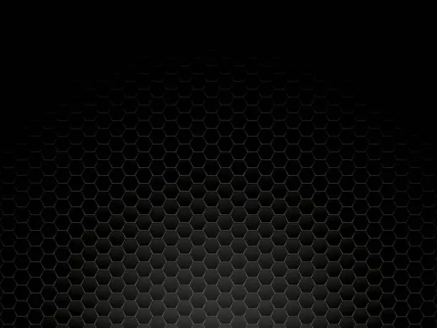 Vector illustration of black metal hexagon background