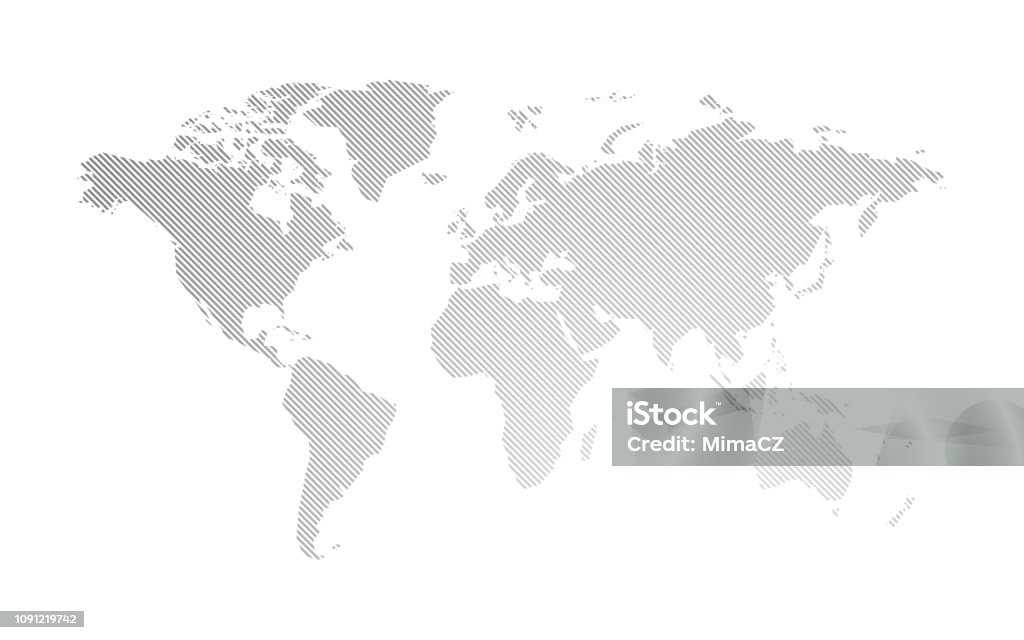gray hatched map of the world modern style gray hatched map of the world World Map stock vector