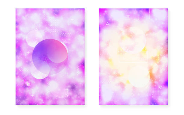 istock Luminous cover with liquid neon shapes. Purple fluid. Fluorescen 1091223478