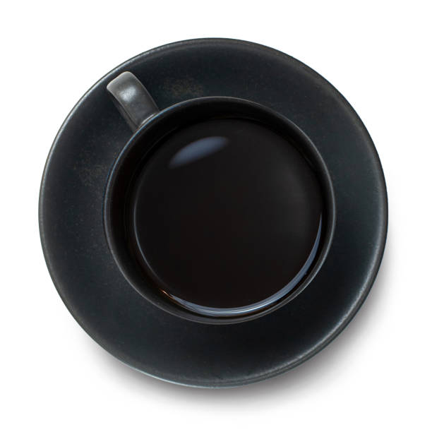 istock Cup of black coffee isolated on white background. Top view 1091223584