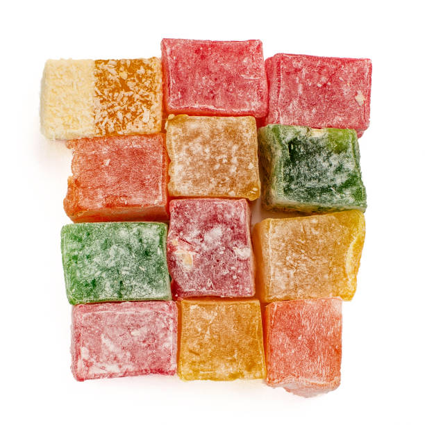 istock Traditional turkish delight isolated on white background. Top view 1091223696