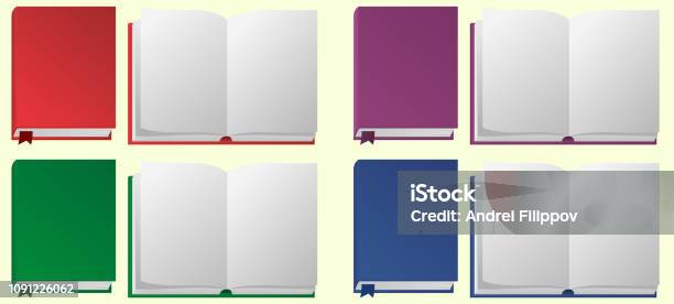Ouvert Et Fermé Livres Sur Fond Blanc Vecteurs libres de droits et plus d'images vectorielles de Livre - Livre, Bleu, Fermé