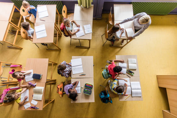 istock Above view of a class at elementary school. 1091227040