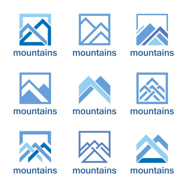 ilustrações de stock, clip art, desenhos animados e ícones de vector design template. abstract mountains icon set. - roof shape