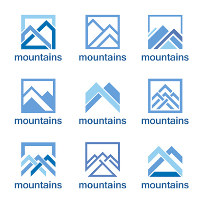 Vector design template. Abstract mountains icon set.