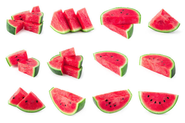 istock Sliced of watermelon isolated on white background 1091228628