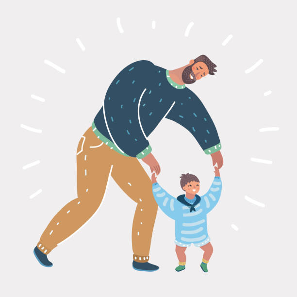 First Step By Toddler Boy Stock Illustration - Download Image Now - Child,  Father, Discussion - iStock