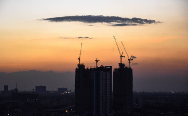 istock sunset and silhouette construction building,twilight 1091253618