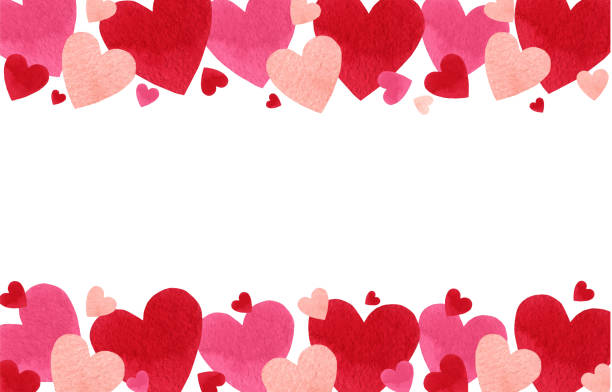 Happy Valentines day watercolor vector illustration. Happy Valentines day. Watercolor vector banner with red hearts isolated on white background. Hand drawn illustration for Mothers Day or Womens Day, greeting cards, invitations and posters. happy valentine day clip art stock illustrations