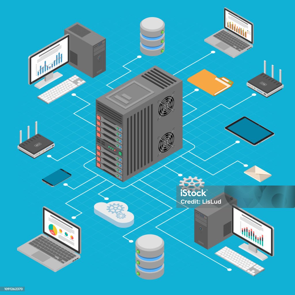 Data Networking Graphics Data Network Technology Isometric Stock Illustration - Download Image ...