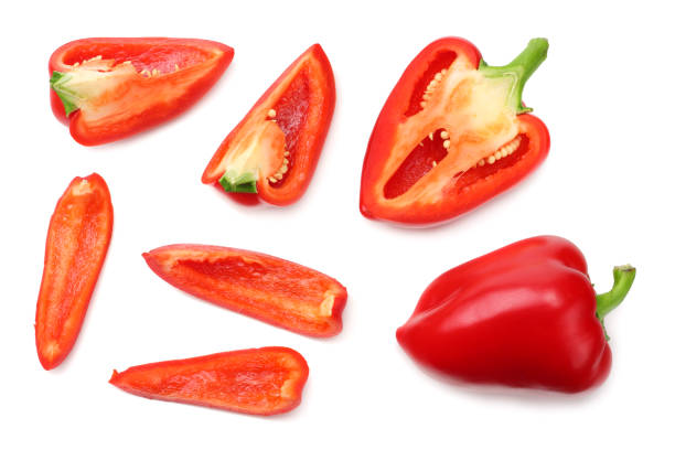 istock sliced sweet bell peppers isolated on white background. top view 1091262834