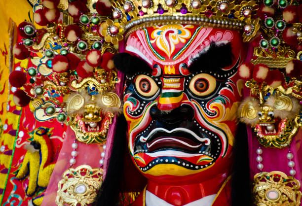 istock Colorful face of a Chinese deity. 1091265508