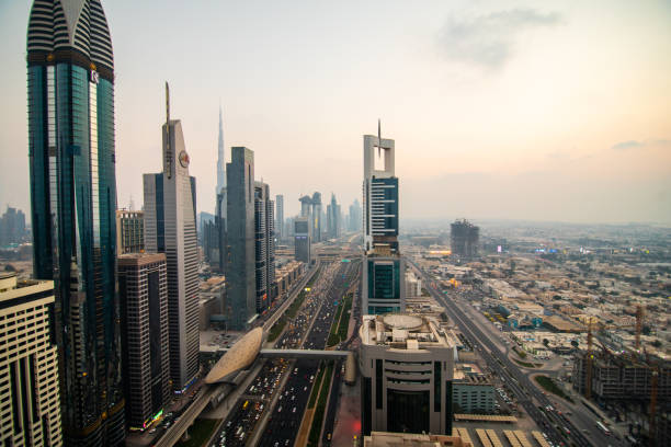 istock Dubai, UAE - October, 2018. Dubai skyline and downtown skyscrapers on sunset. Modern architecture with highrise buildings on world famous metropolis in UAE 1091269712