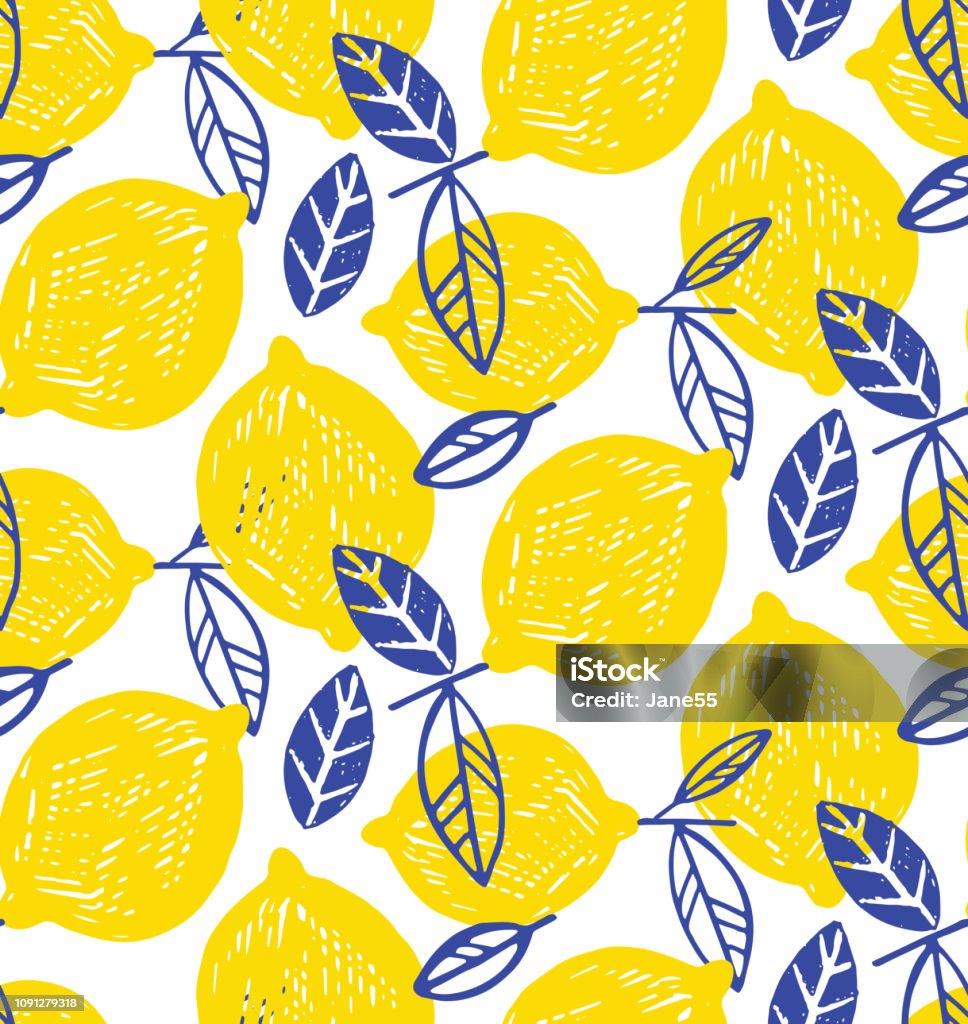 Citrus lemon lime doodle pattern background Citrus pattern Lemon - Fruit stock vector