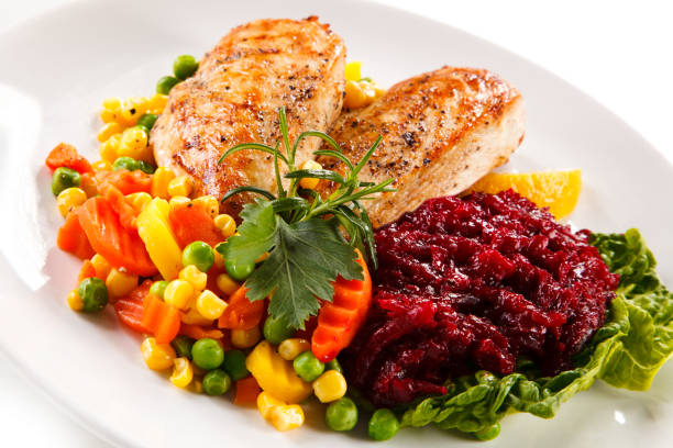 Fried chicken breast and vegetables