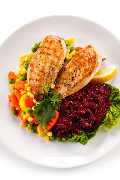 Fried chicken breast and vegetables