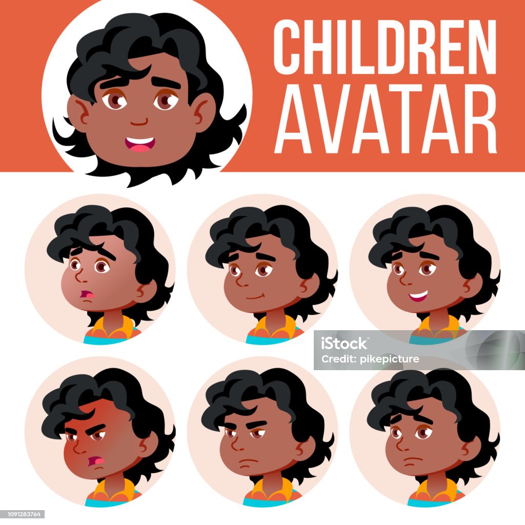 Black, Afro American Boy Avatar Set Kid Vector. Kindergarten. Face Emotions. Portrait, User, Child. Junior, Pre-school, Kiddy. Colorful Design. Cartoon Head Illustration Black, Afro American Boy Avatar Set Kid Vector. Kindergarten. Face Emotions. Portrait, User, Child. Junior, Pre-school Kiddy Colorful Design Head Illustration African-American Ethnicity stock vector