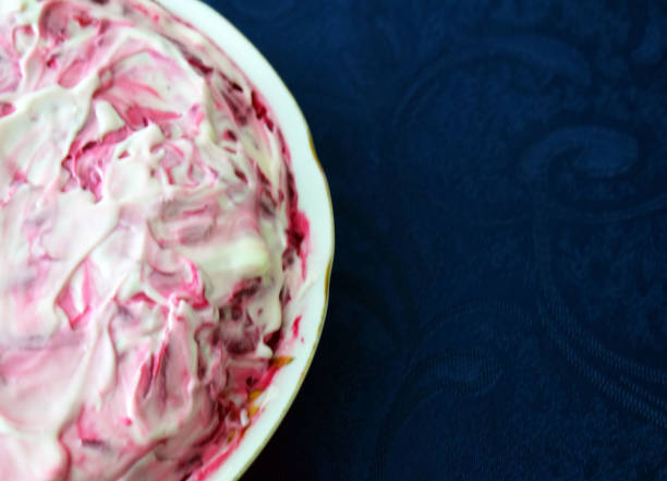 istock Festive table.  Beetroot salad. Russian traditional cuisine. Herring under fur coat. 1091285432