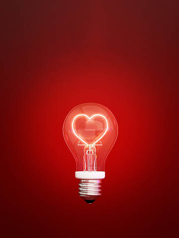 bulb of love for valentine's day,3d rendering,3d illustration