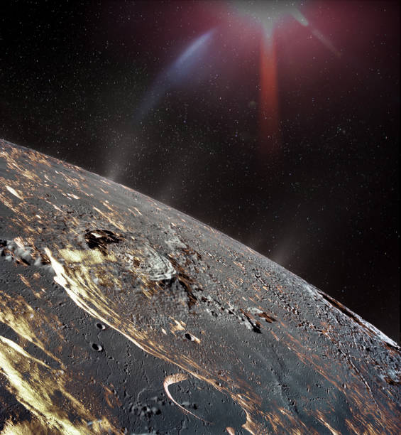 istock Moon surface solar lens flare. Elements of this image furnished by NASA 1091293008