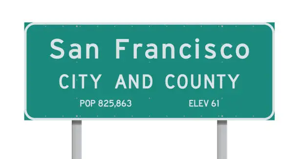Vector illustration of San Francisco City and County road sign