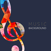 istock Music background with colorful G-clef 1091297170