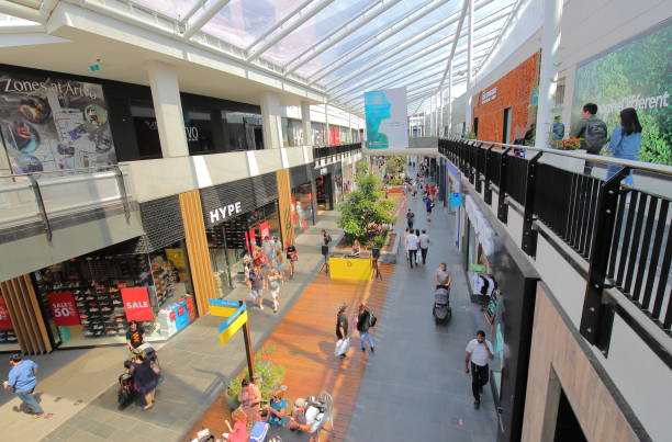 Wide angle interior of Harbour City mall,shopping destination Hong kong