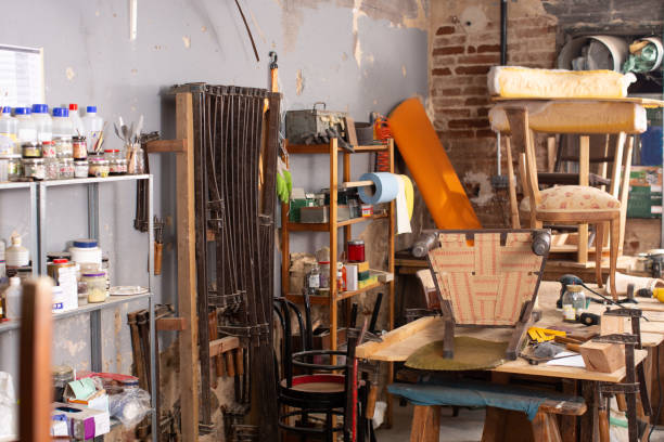 istock Antique armchair in workshop 1091317148
