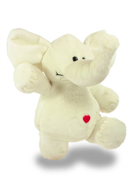 istock Valentine's holiday, red heart, white plush elephant, walks 1091326388