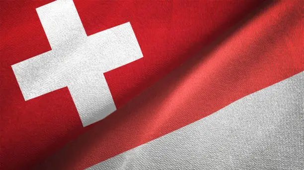 Solothurn canton and Switzerland flag together realtions textile cloth fabric texture