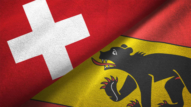 istock Geneva canton and Switzerland two flags together realations textile cloth fabric texture 1091328244