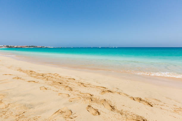 Paradise beach and ocean Paradise view of golden beach and turquoise ocean west africa coast photos stock pictures, royalty-free photos & images