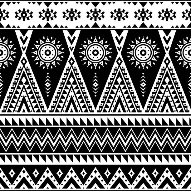 Vector illustration of Tribal ethnic seamless pattern.