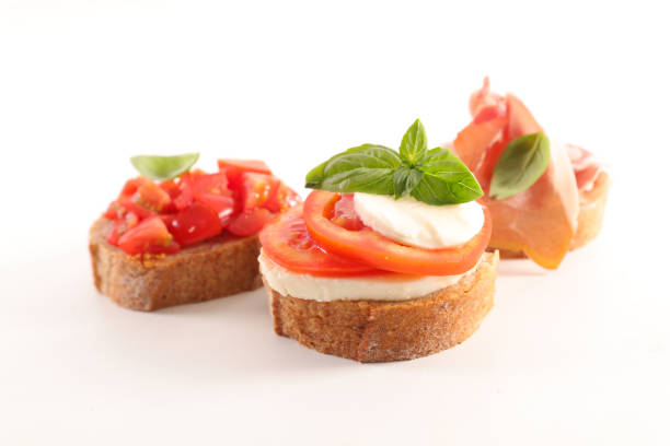 bruschettas isolated on white background