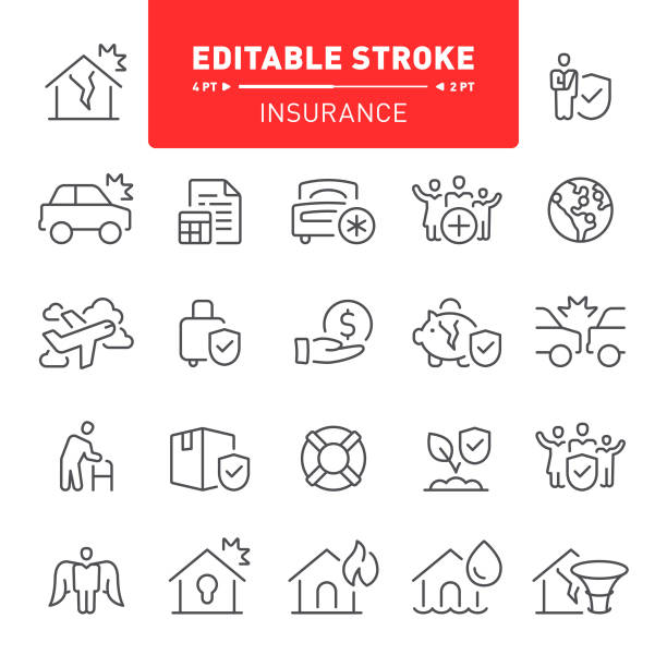 ilustrações de stock, clip art, desenhos animados e ícones de insurance icons - car insurance insurance agent damaged