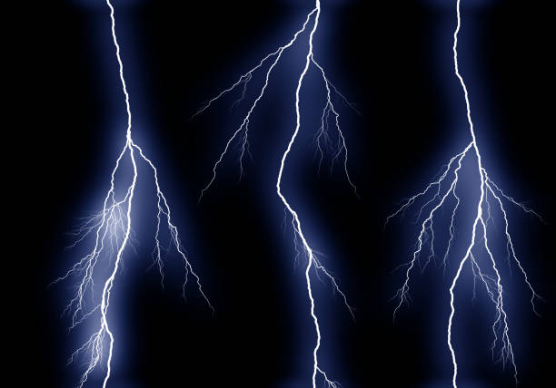 istock Some different lightning bolts isolated on black 1091358142