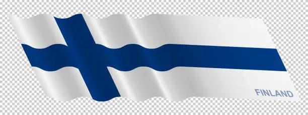 Vector illustration of Vector flag of Finland waving background