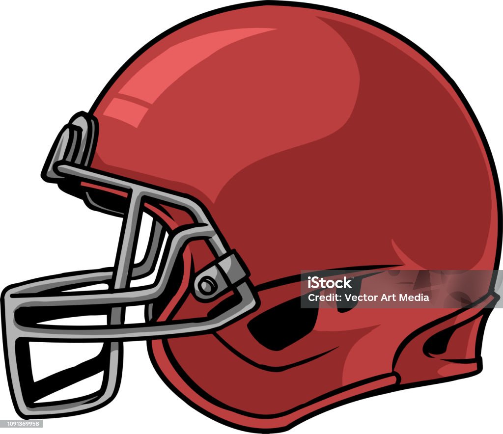 Football helmet 01 The illustration shows a football helmet. The helmet is red and it looks like a mask to protect the top, sides and back of the head of the football player. Football Helmet stock vector