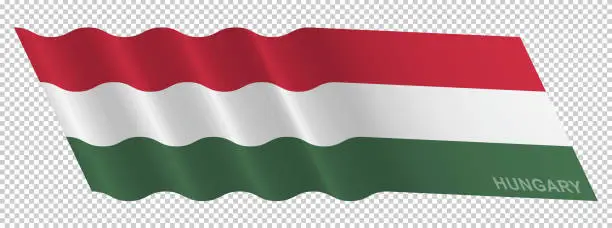 Vector illustration of Vector flag of Hungary waving background