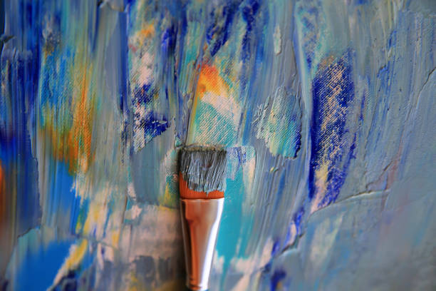 istock Closeup background of brush and palette. 1091388430