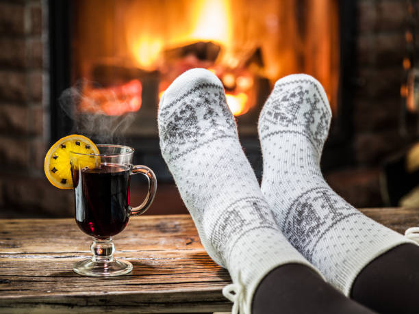 istock Warming and relaxing near fireplace. 1091389862