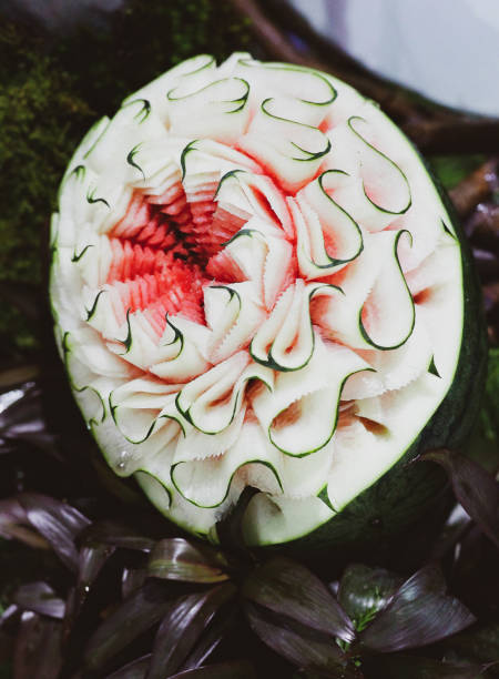 istock Fruit and vegetable carvings, Display thai fruit carving 1091389914