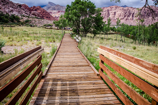 Boardwalks and hiking trails in the Red Rock Canyon National Conservation Area, Calico Basin division